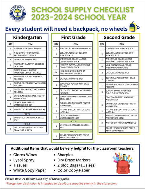 English Supply List